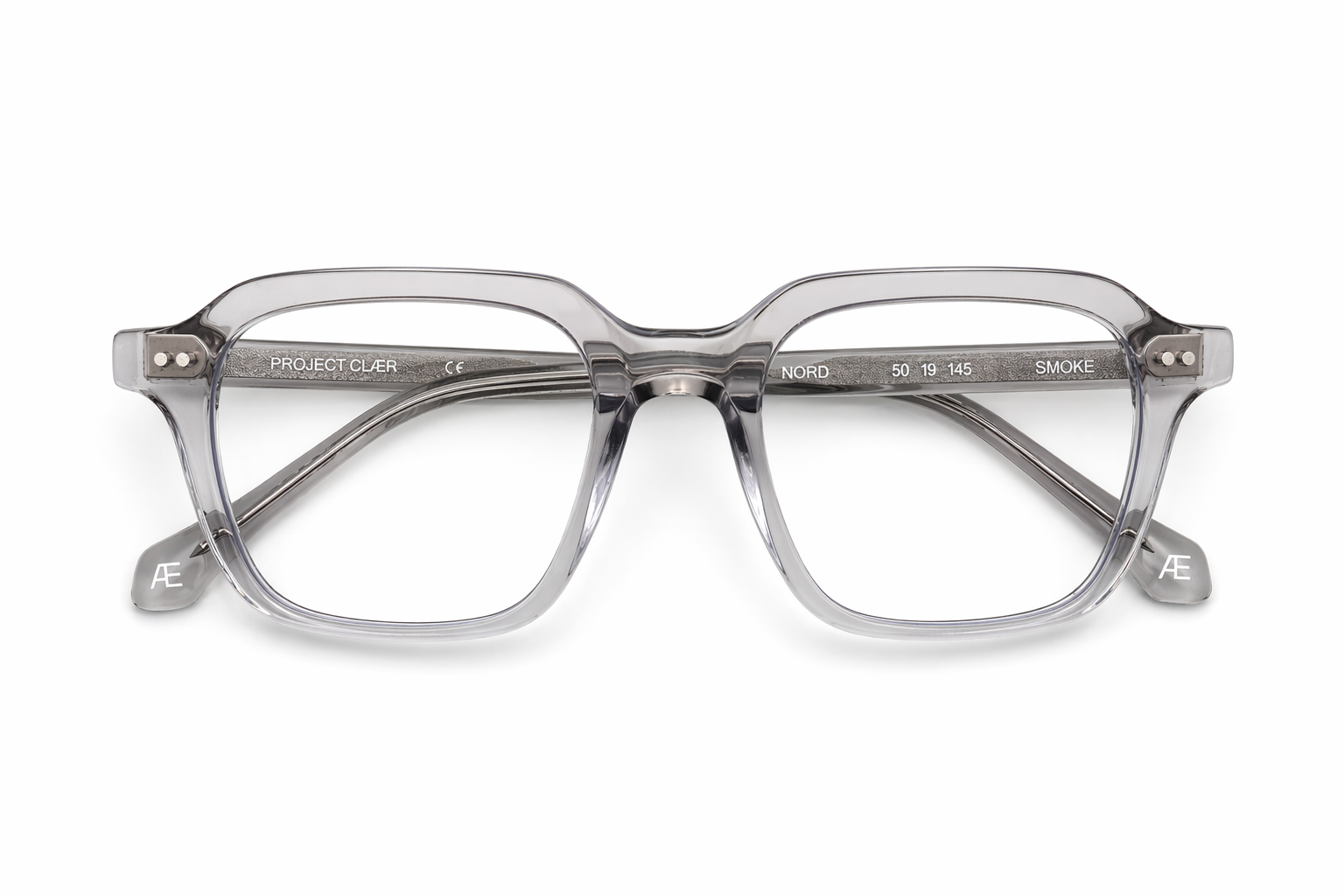 Gray smoke blue light eyeglasses on a white background