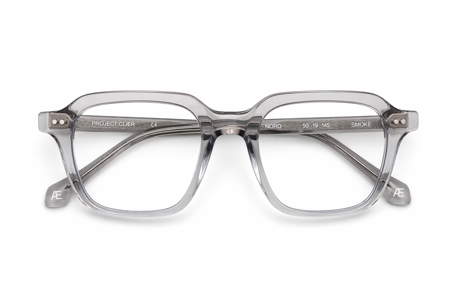 Gray smoke blue light eyeglasses on a white background
