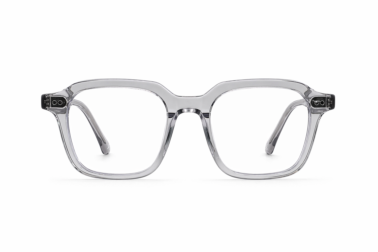 Clear smoke blue light eyeglasses on a white background