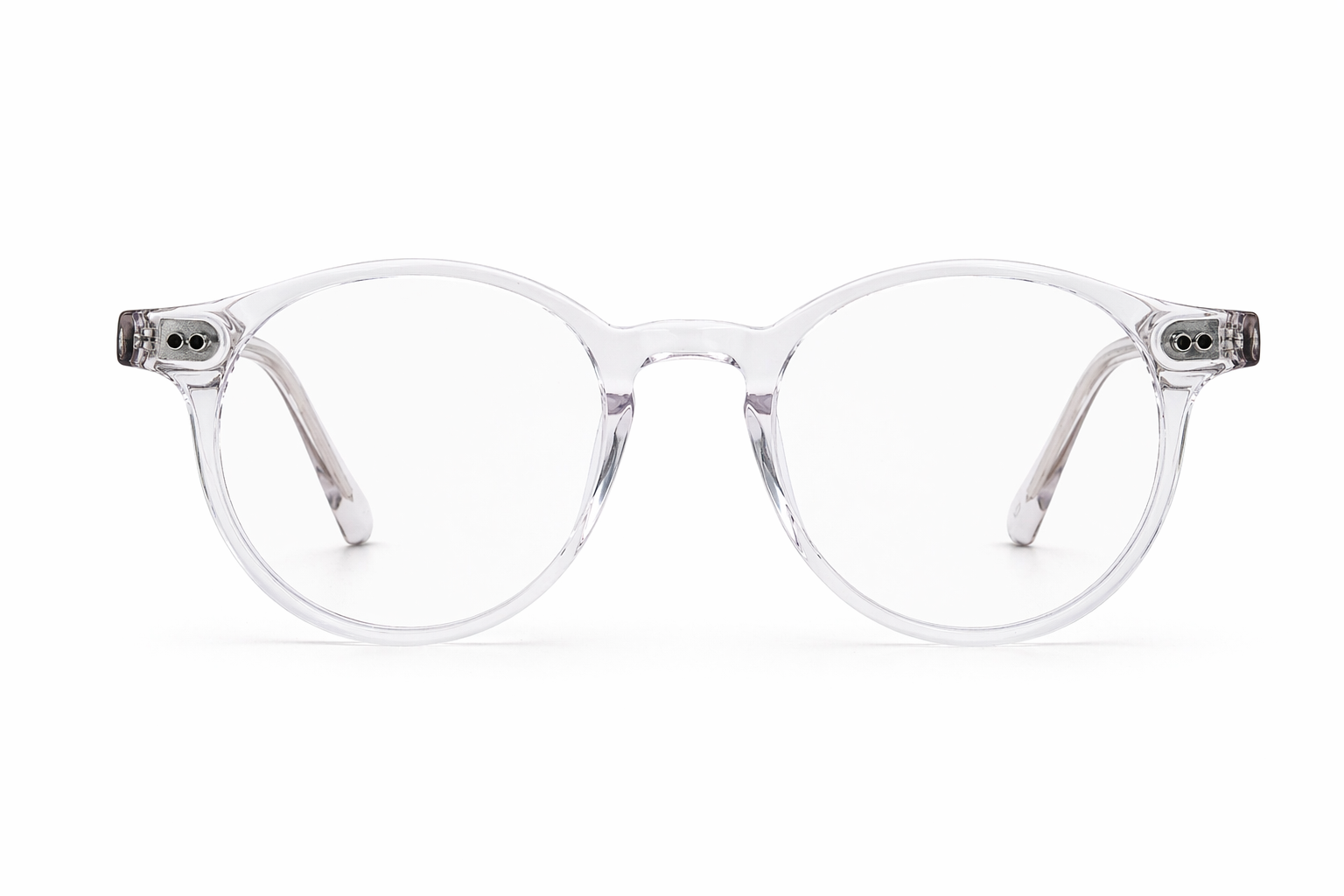 Clear blue light eyeglasses on a white background