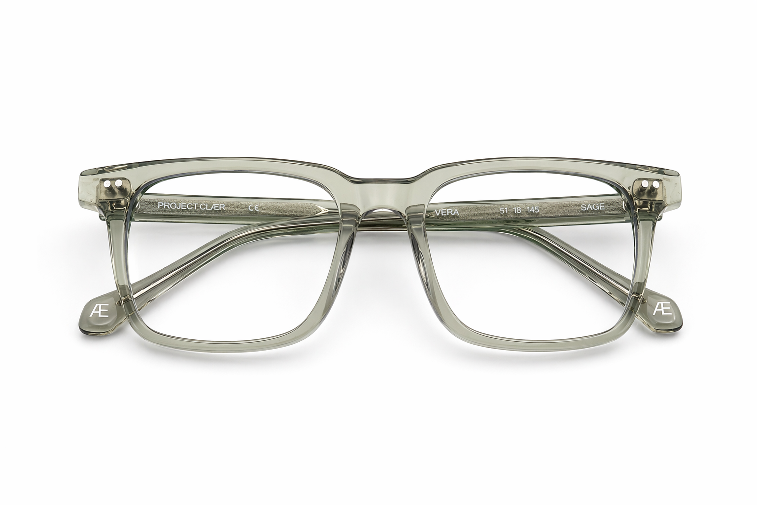 Clear  blue light glasses on a white background