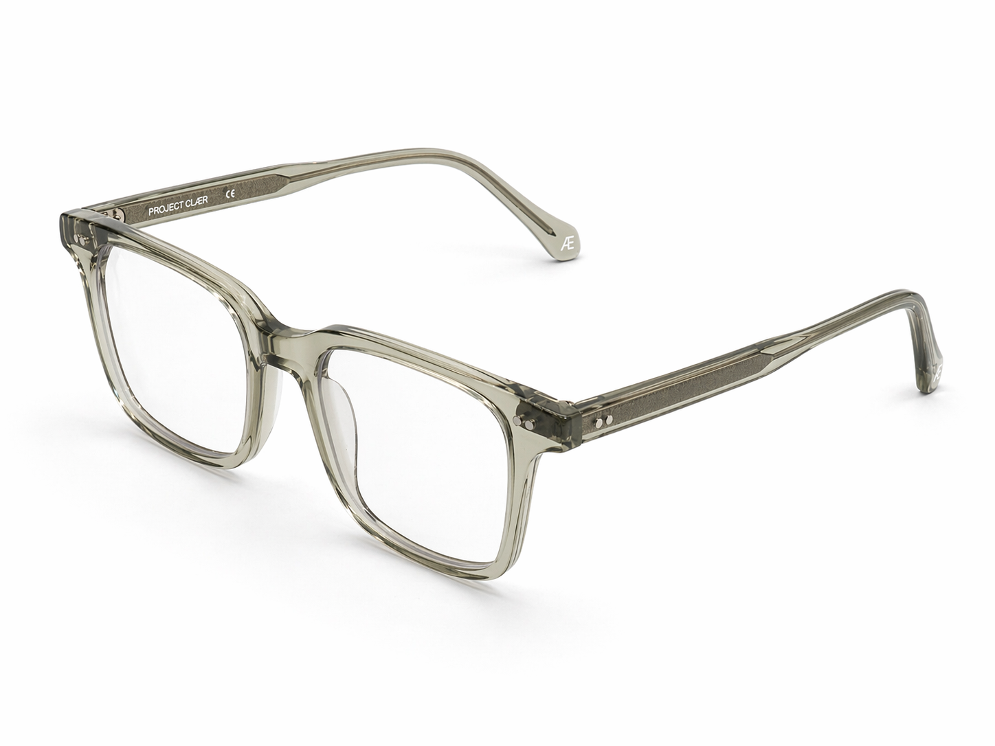 Clear blue light eyeglasses on a white background