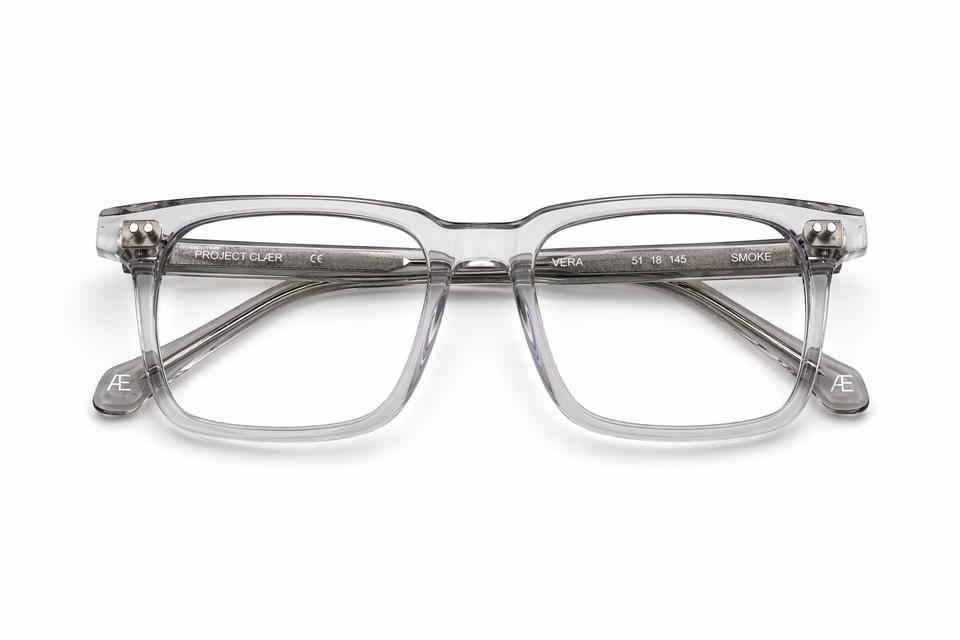 PROJECT CLÆR VERA Smoke rectangular blue-light glasses, front view