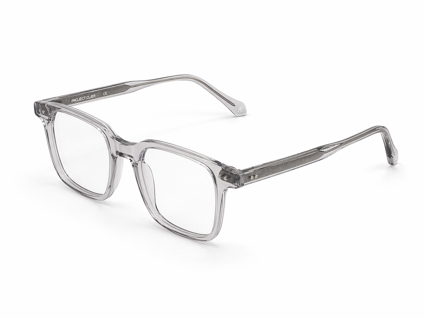 Clear blue light eyeglasses on a white background